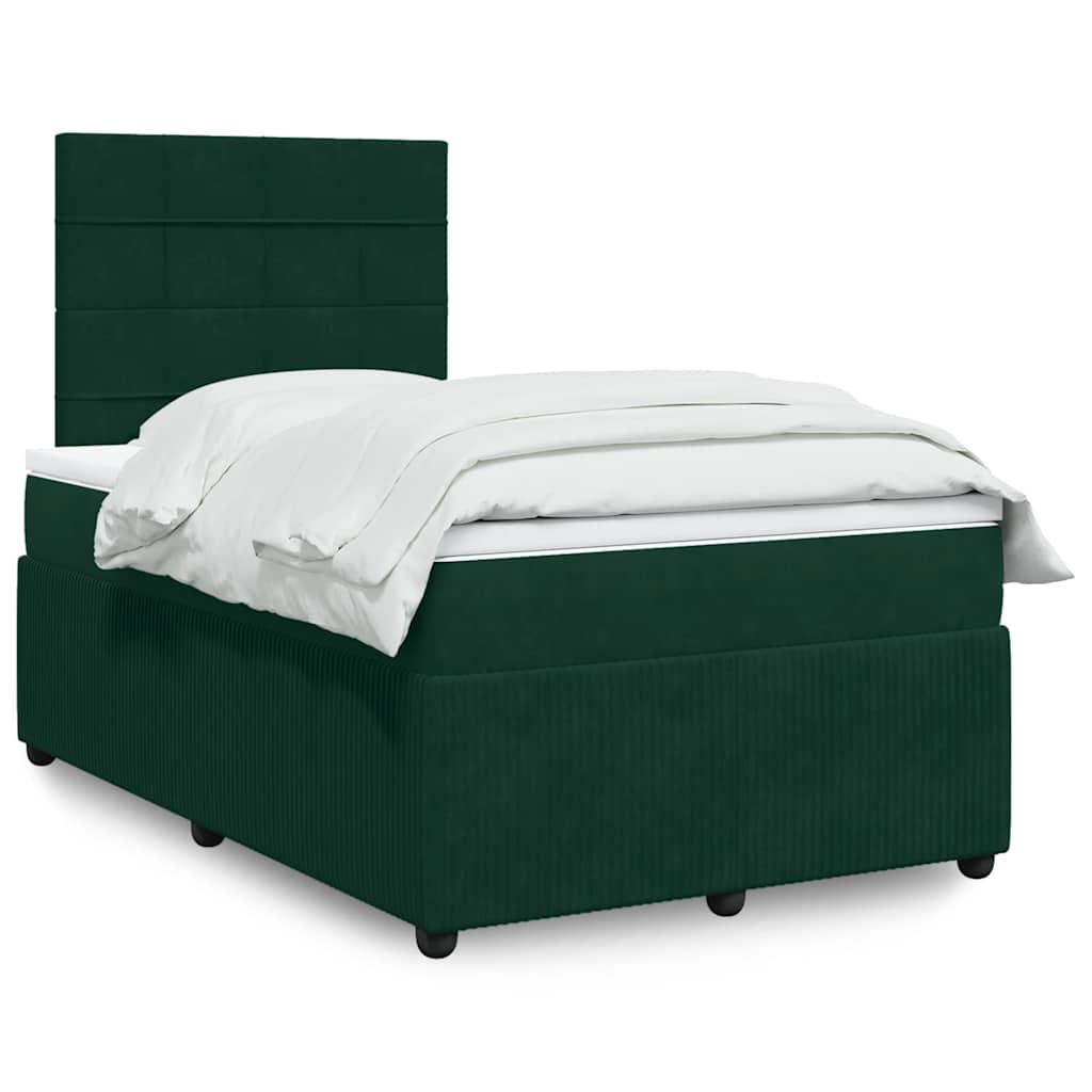 Kontinentalseng med pocketmadras 120x190 cm - velour, mørkegrøn