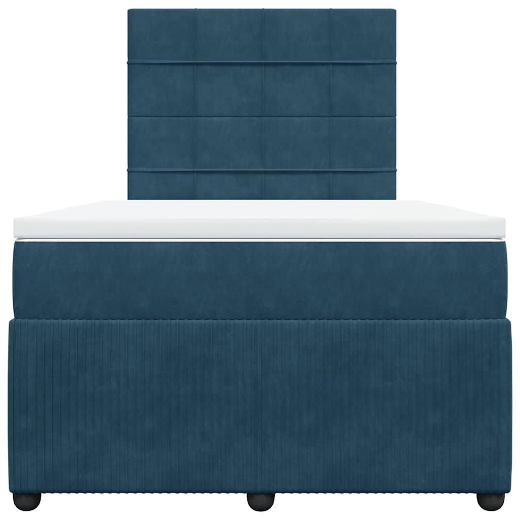 vidaXL Boxspring met matras fluweel donkerblauw 120x190 cm blauw, foto 4
