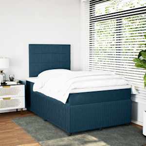Box spring postel s matrací tmavě modrá 120x190 cm samet - obrázek 3