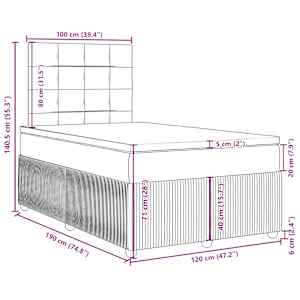 Box spring postel s matrací tmavě modrá 120x190 cm samet - obrázek 13