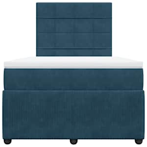 Box spring postel s matrací tmavě modrá 120x190 cm samet - obrázek 4