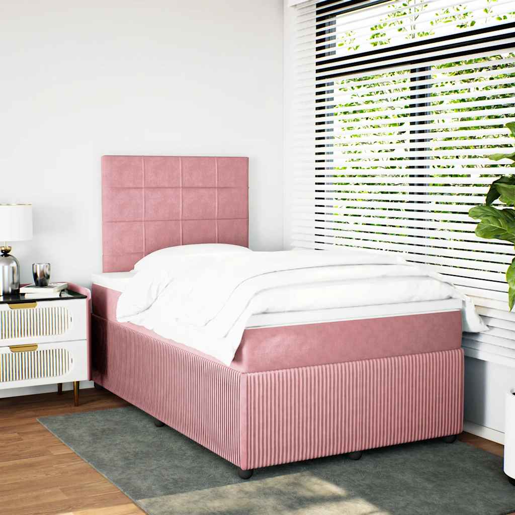 vidaXL Boxspring met matras fluweel roze 120x190 cm afbeelding