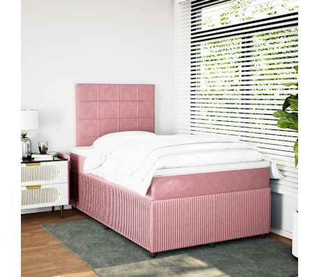 vidaXL Boxspringbett mit Matratze Rosa 120x190 cm Samt