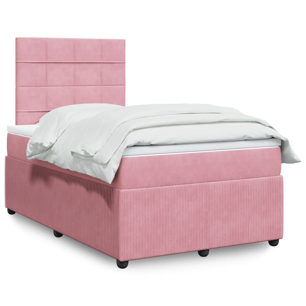 Boxspringbett mit Matratze Rosa 120×190 cm Samt