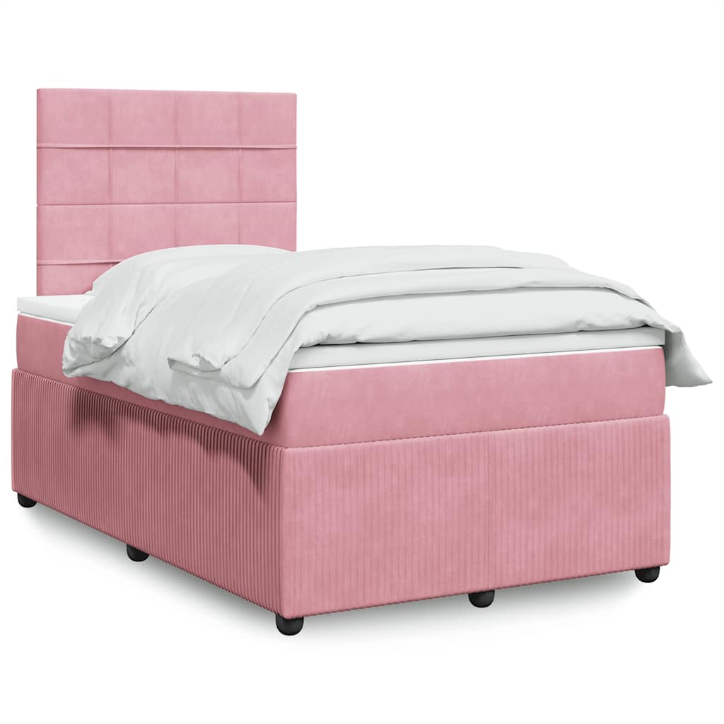 vidaXL kontinentalseng med madras 120x190 cm velour lyserød