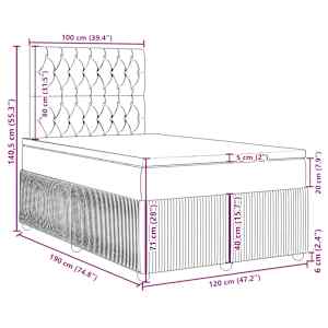 Box spring postel s matrací světle šedá 120x190 cm samet - obrázek 13