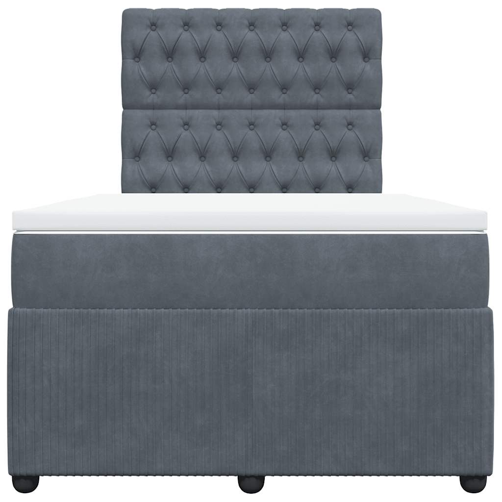 vidaXL Boxspring met matras fluweel donkergrijs 120x190 cm grijs, foto 4
