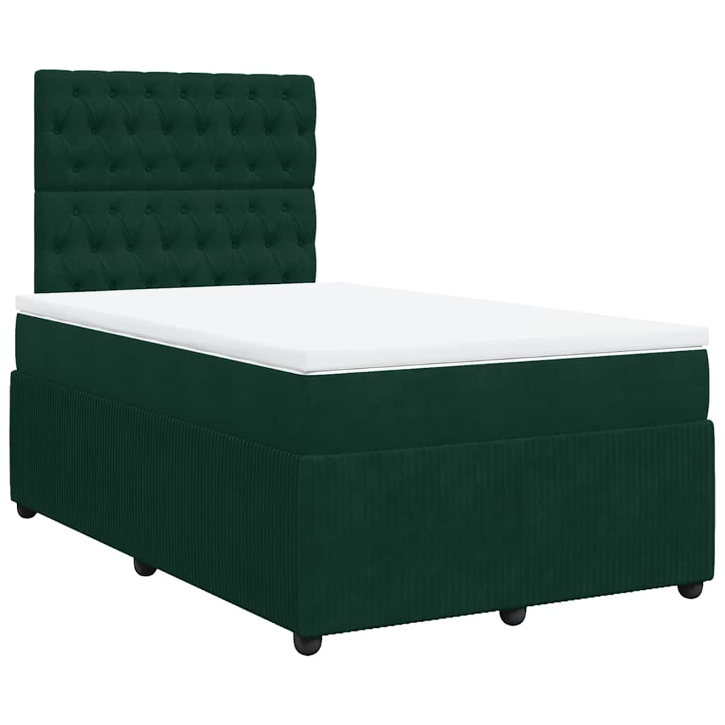 vidaXL Boxspring met matras fluweel donkergroen 120x190 cm groen, foto 3