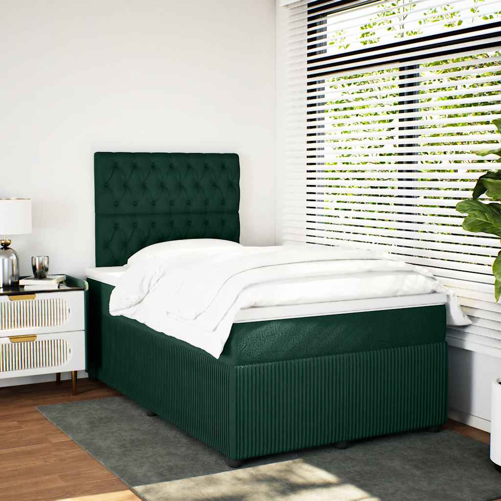 vidaXL Boxspring met matras fluweel donkergroen 120x190 cm groen, foto 2