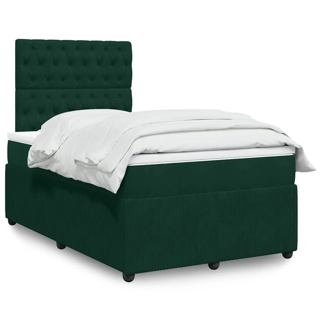 Kontinentalseng 120 x 190 cm med madras og topmadras - mørkegrøn