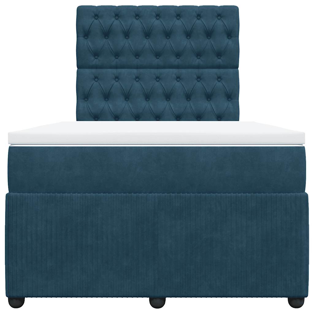 vidaXL Boxspring met matras fluweel donkerblauw 120x190 cm blauw, foto 4