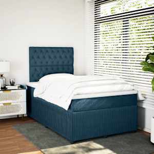 Box spring postel s matrací tmavě modrá 120x190 cm samet - obrázek 3