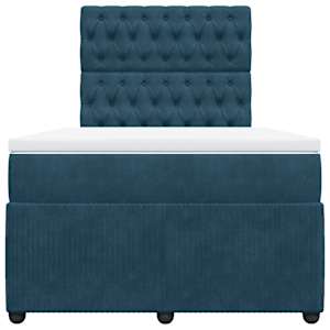 Box spring postel s matrací tmavě modrá 120x190 cm samet - obrázek 4