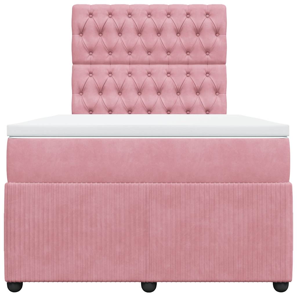 vidaXL Boxspring met matras fluweel roze 120x190 cm, foto 4