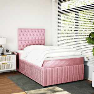 vidaXL Boxspring posteľ s matracom, ružov&aacute; 120x190 cm, zamat