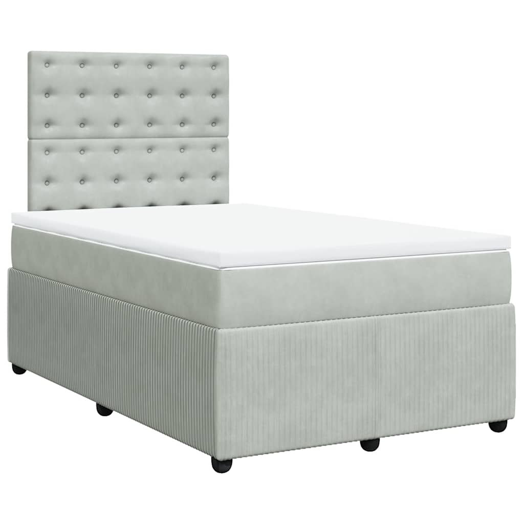 vidaXL Boxspring met matras fluweel lichtgrijs 120x190 cm grijs, foto 3