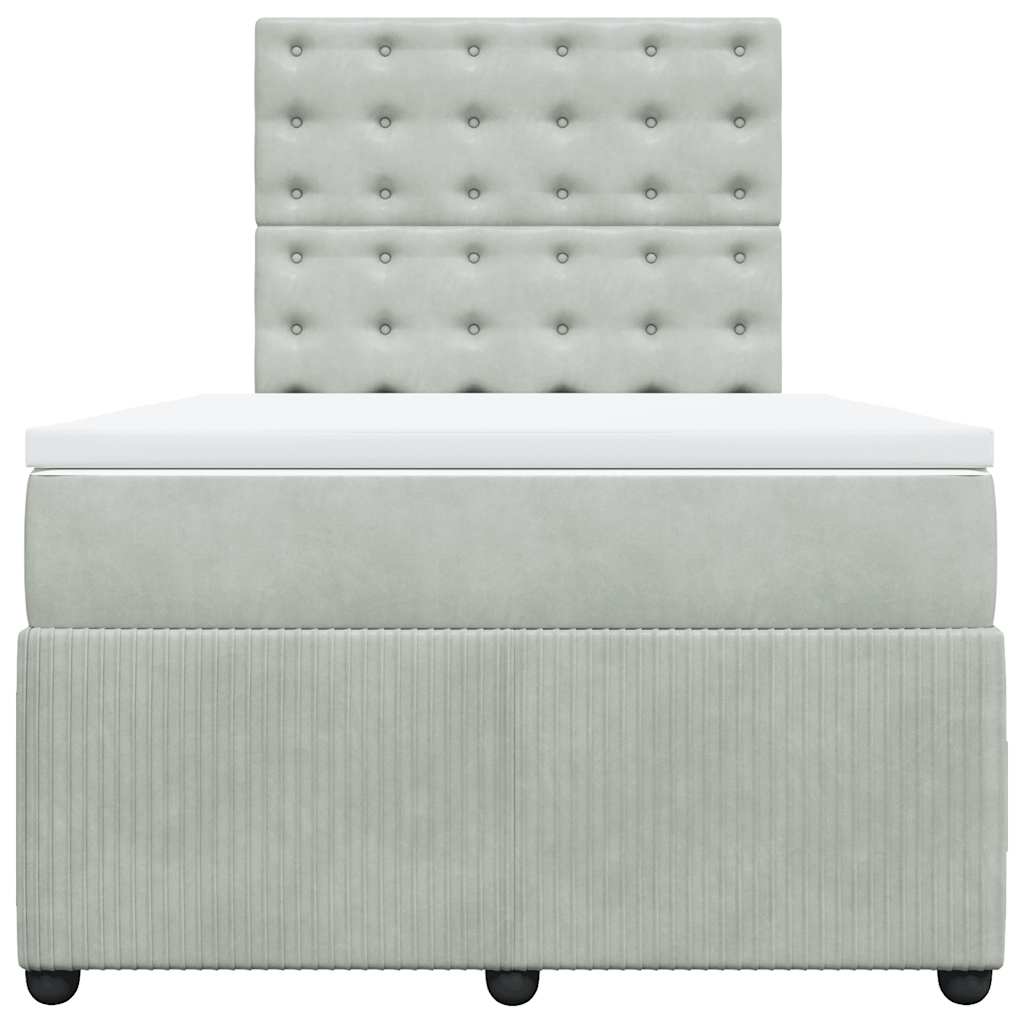 vidaXL Boxspring met matras fluweel lichtgrijs 120x190 cm grijs, foto 4