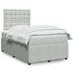 Box spring postel s matrací světle šedá 120x190 cm samet - obrázek 1