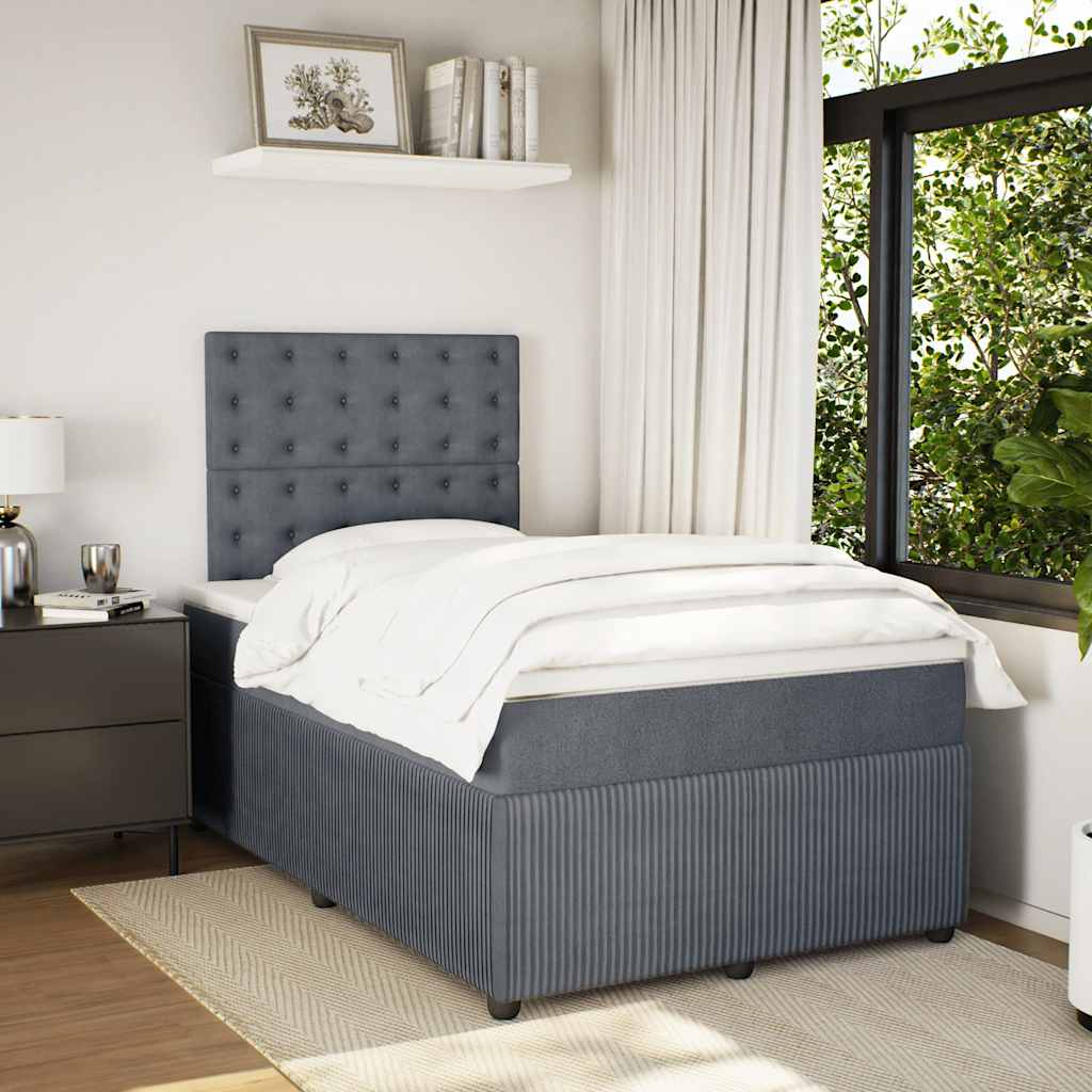 vidaXL Boxspring met matras fluweel donkergrijs 120x190 cm grijs, foto 2