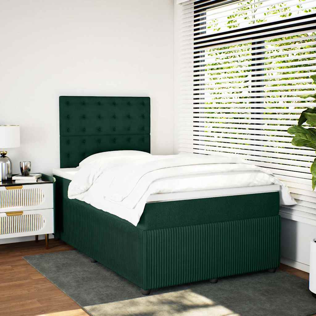vidaXL Boxspring met matras fluweel donkergroen 120x190 cm groen, foto 2
