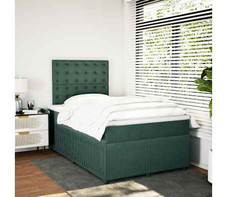 vidaXL Boxspringbett mit Matratze Dunkelgr&uuml;n 120x190 cm Samt