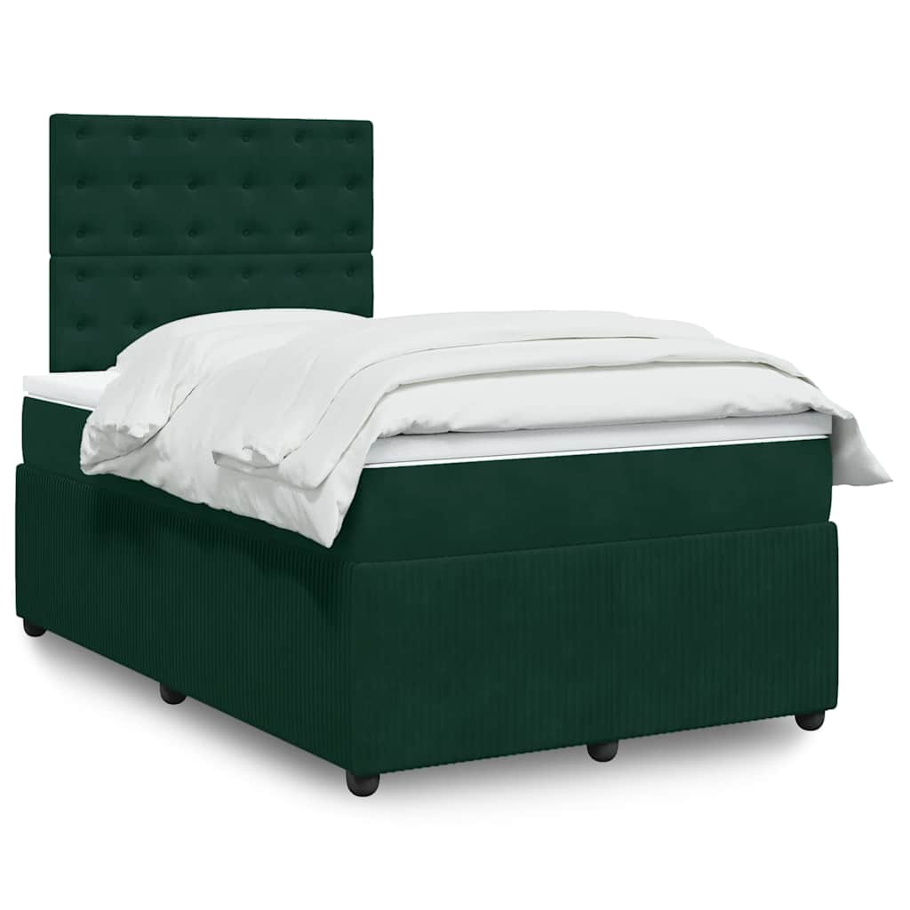 vidaXL kontinentalseng med madras 120x190 cm velour mørkegrøn