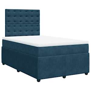 Box spring postel s matrací tmavě modrá 120x190 cm samet - obrázek 2