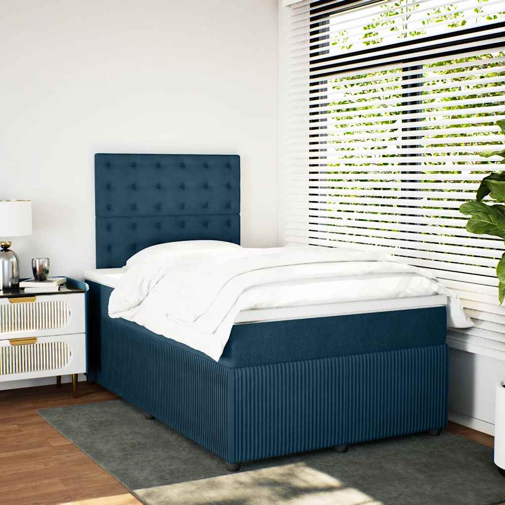 vidaXL Boxspring met matras fluweel donkerblauw 120x190 cm blauw, foto 2