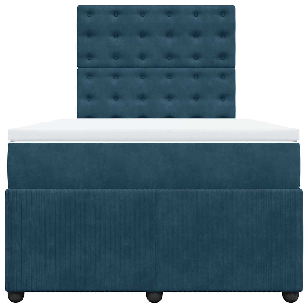 vidaXL Boxspring met matras fluweel donkerblauw 120x190 cm blauw, foto 4