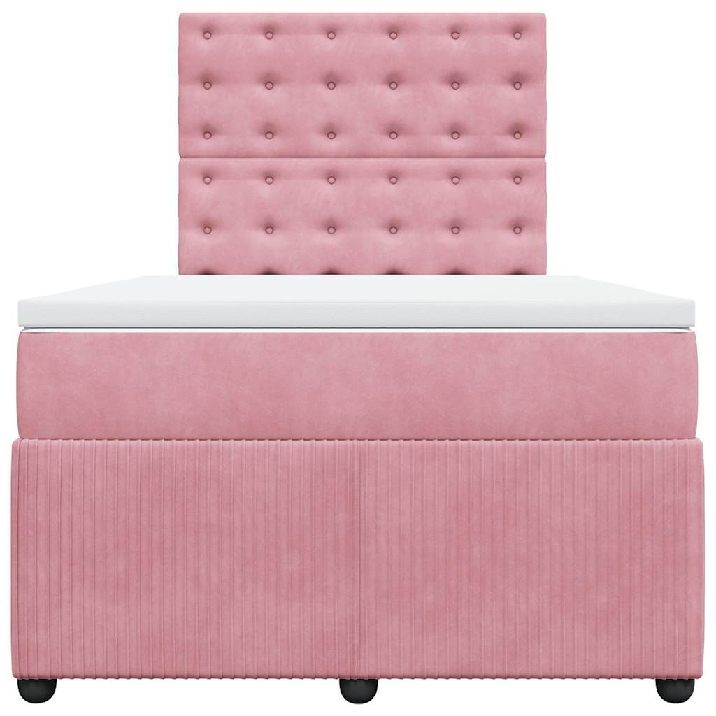 vidaXL Boxspring met matras fluweel roze 120x190 cm, foto 4