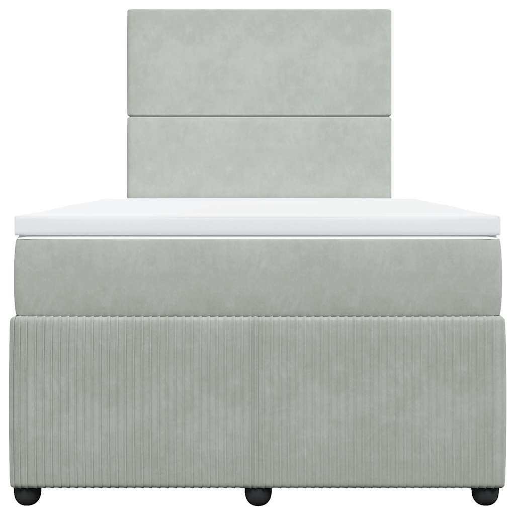 vidaXL Boxspring met matras fluweel lichtgrijs 120x200 cm grijs, foto 4