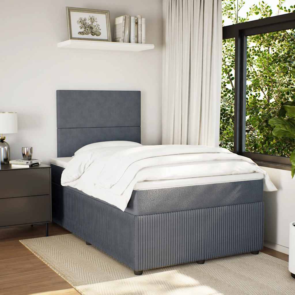 vidaXL Boxspring met matras fluweel donkergrijs 120x200 cm grijs, foto 2