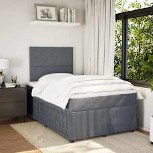 Box spring postel s matrací tmavě šedá 120 x 200 cm samet - obrázek 3