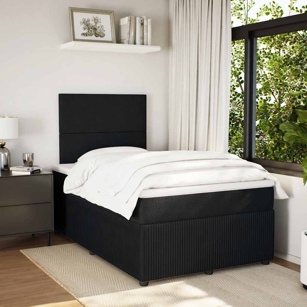 vidaXL Posteľný rám boxspring s matracom čierny 120x200 cm zamat