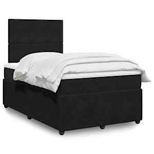 Box spring postelja z vzmetnico črna 120x200 cm žamet