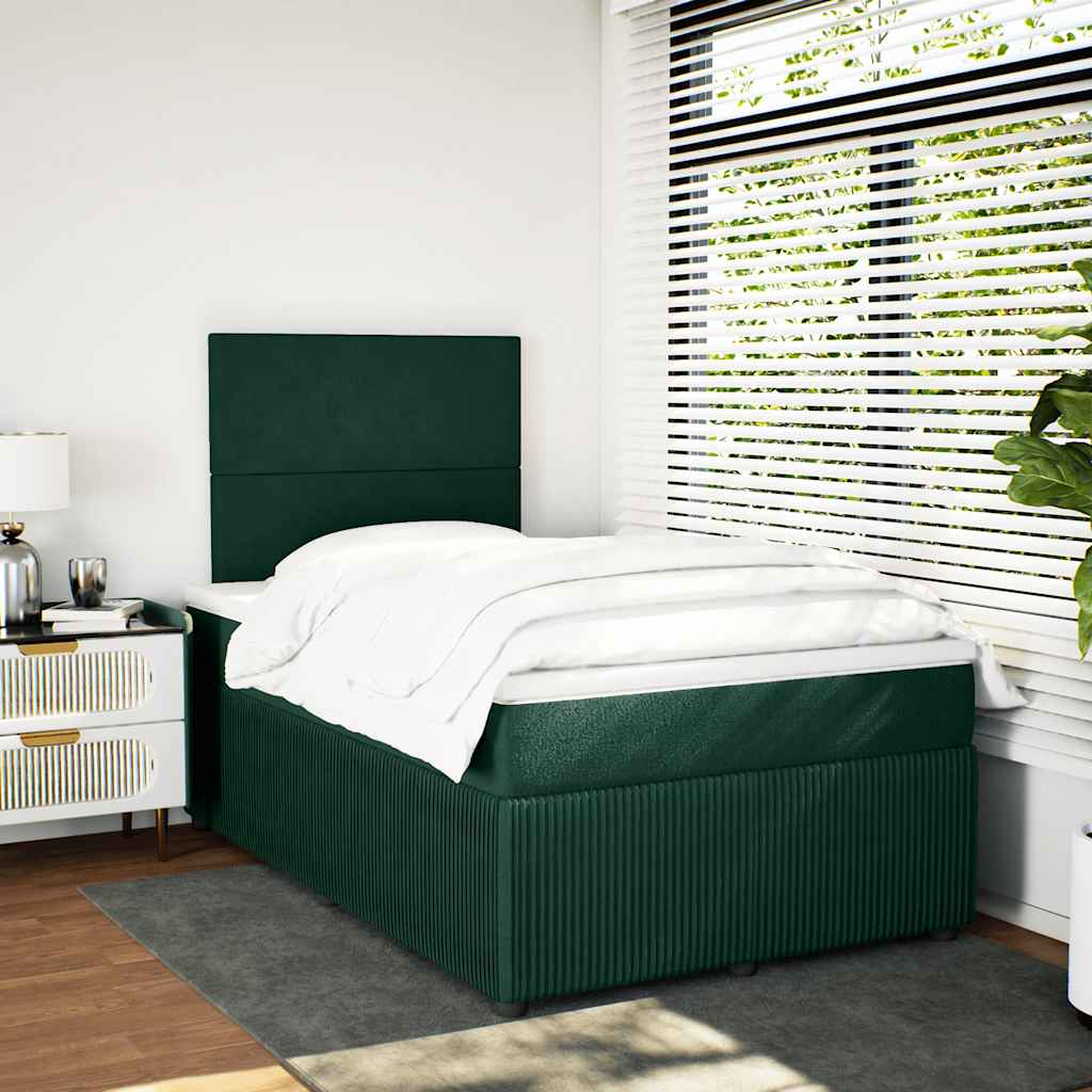 vidaXL Boxspring met matras fluweel donkergroen 120x200 cm groen, foto 2