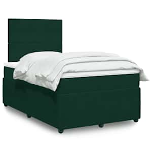 Box spring postel s matrací tmavě zelená 120 x 200 cm samet - obrázek 1