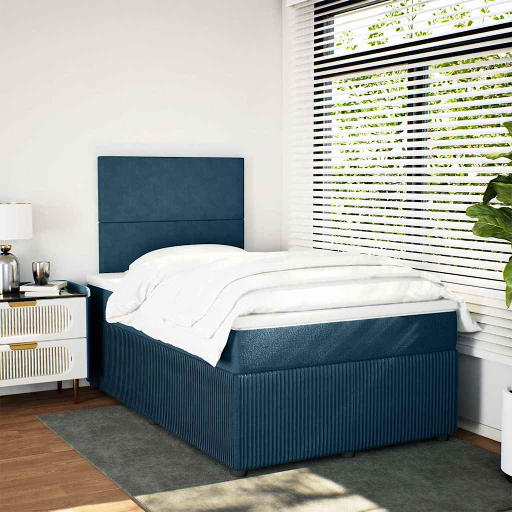 Thumbnail - vidaXL Boxspringbett mit Matratze Dunkelblau 120x200 cm Samt