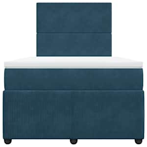 Box spring postel s matrací tmavě modrá 120 x 200 cm samet - obrázek 4
