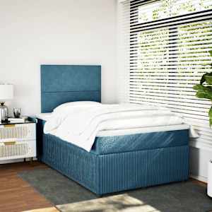 vidaXL Cama box spring con colch&oacute;n terciopelo azul oscuro 120x200 cm