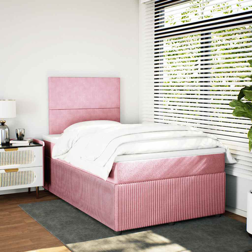 vidaXL Boxspring met matras fluweel roze 120x200 cm afbeelding