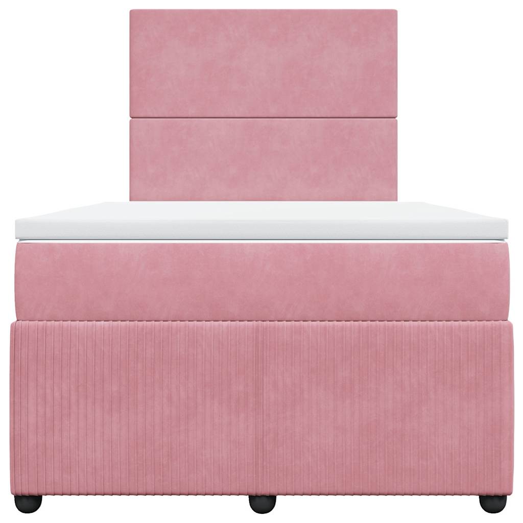 vidaXL Boxspring met matras fluweel roze 120x200 cm, foto 4