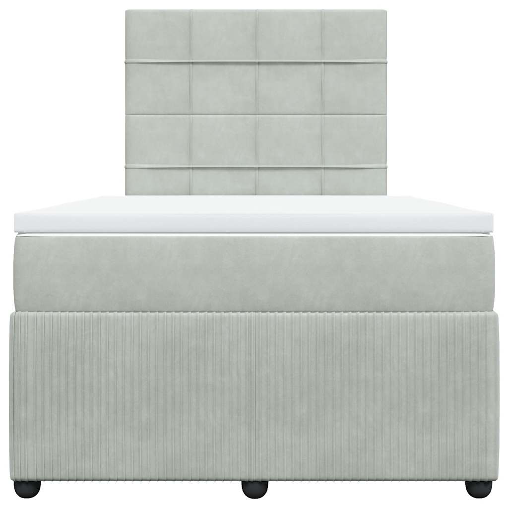 vidaXL Boxspring met matras fluweel lichtgrijs 120x200 cm grijs, foto 4