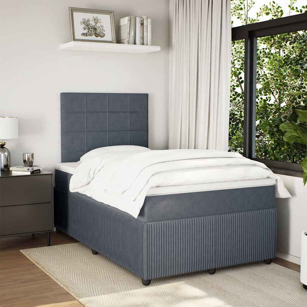 vidaXL Boxspring met matras fluweel donkergrijs 120x200 cm afbeelding