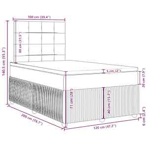 Box spring postel s matrací tmavě šedá 120 x 200 cm samet - obrázek 13
