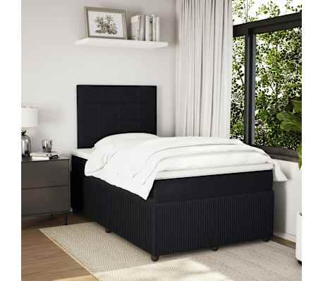 vidaXL Pat box spring cu saltea, negru, 120x200 cm, catifea