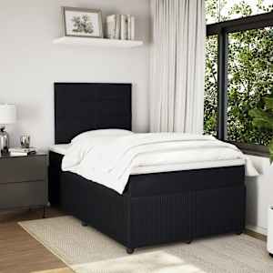 vidaXL Pat box spring cu saltea, negru, 120x200 cm, catifea