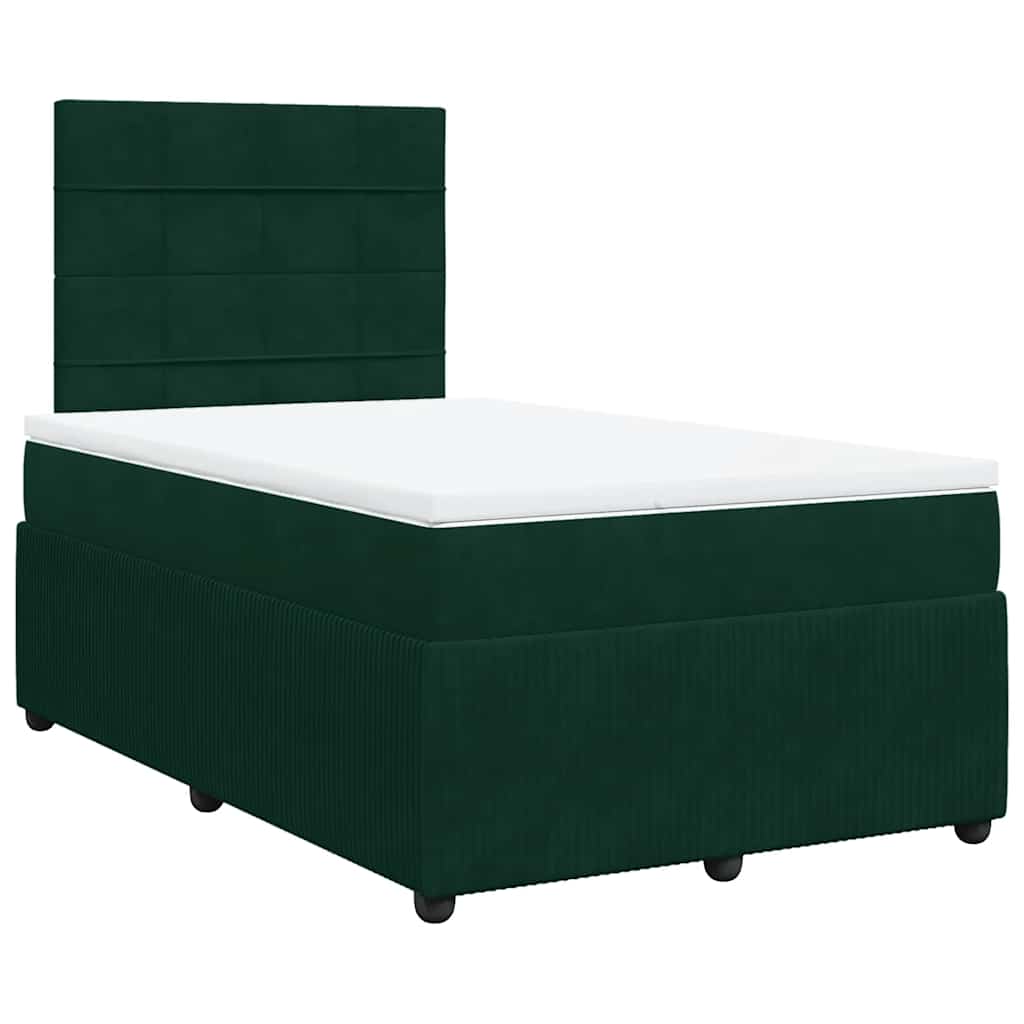 vidaXL Boxspring met matras fluweel donkergroen 120x200 cm groen, foto 3