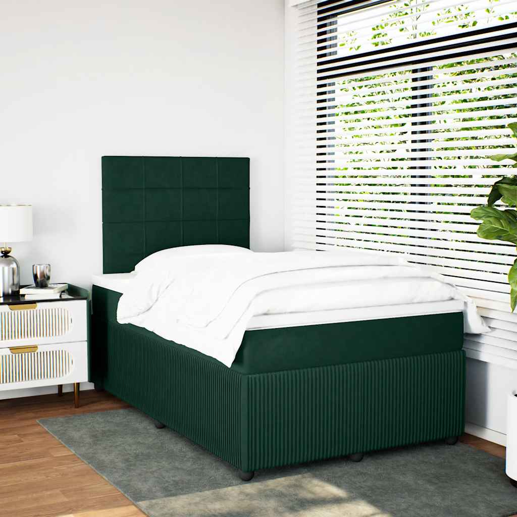 vidaXL Boxspring met matras fluweel donkergroen 120x200 cm groen, foto 2