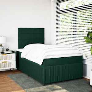 Box spring postel s matrací tmavě zelená 120 x 200 cm samet - obrázek 3